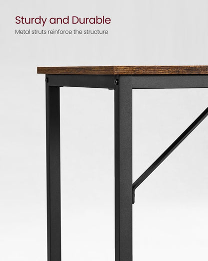VASAGLE Computer Desk, Office Work Desk, 39.4 x 19.7 x 29.9 Inches, for Study, Bedroom, Home Office, Living Room, Rustic Brown and Ink Black ULWD41X