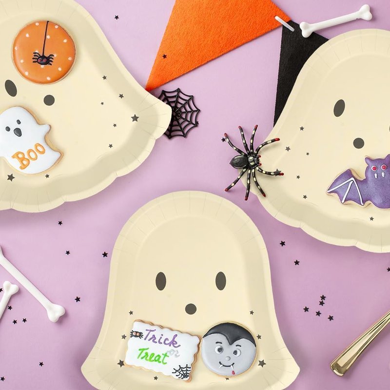 Cheerland Pastel Halloween Paper Plates Cute Ghost Party Decorations Pastelween Disposable Tableware for Spooky Birthday Baby Shower Trick or Treat Classroom Summerween Party Supplies 24pcs