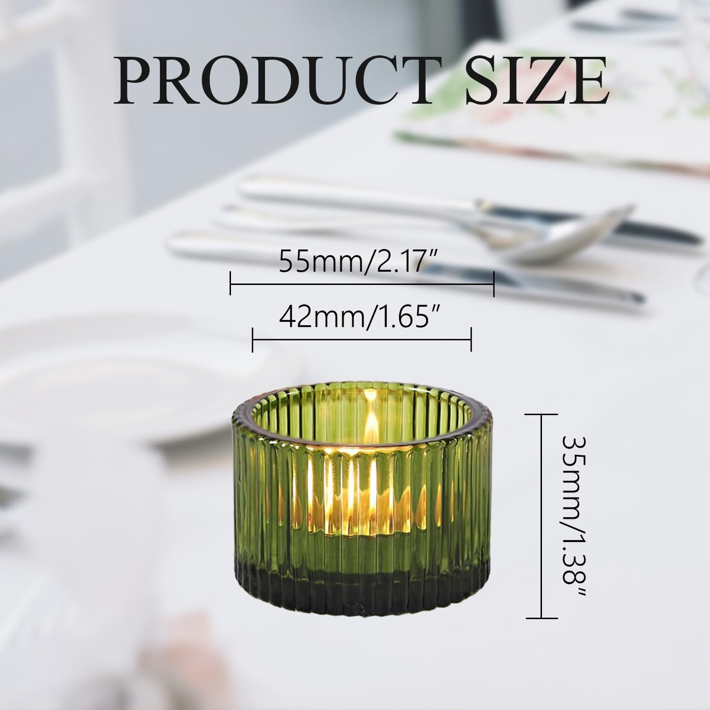2 Pcs Tealight Candle Holder,Votive Candle Holders Glass Candle Holders Tea Lights Candle Holder for Table Centerpiece Decor Party&Home,Wedding Deco (Green)