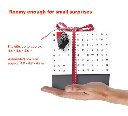 Puzzle Gift Box – Solve 3 Puzzles to Unlock The Surprise – Unique Packaging for Small Gifts, 2nd Generation (White)