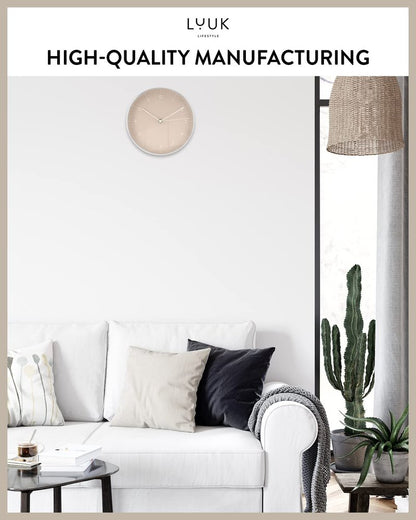 LUUK LIFESTYLE Modern wall Clock with Silent Quartz Movement, Stylish & Functional, Decoration for Bedroom, 12 inch, in Black & Gold