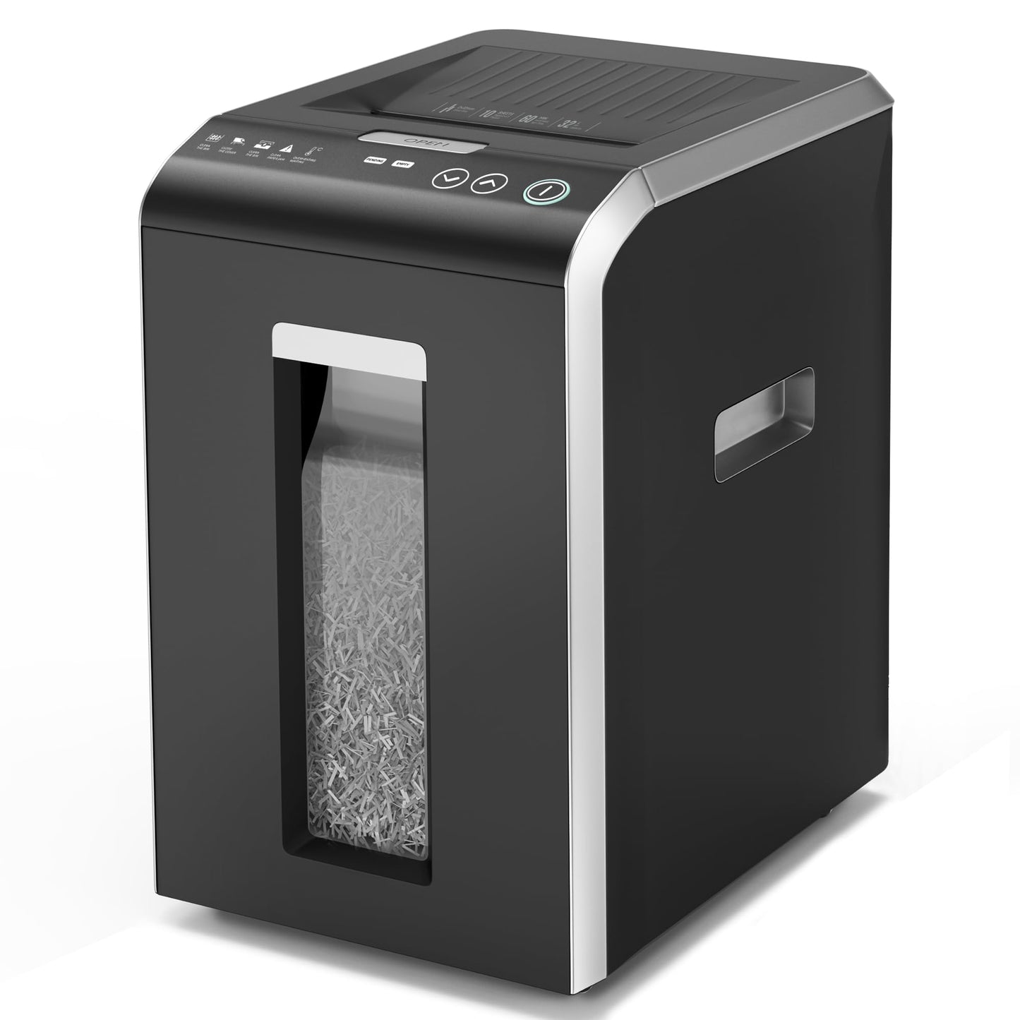 Locksworth Heavy Duty Micro-Cut Paper Shredder: 200-Sheet Auto Feed/10-Sheet Manual Feed, P-5 High Security, 8.5 Gallon Bin with Casters for Home Office