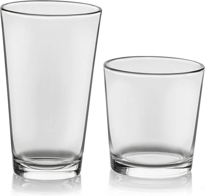 Libbey Flare Rocks, Glass Tumbler Set, Stylish Lead-Free Drinking Glasses Set of 16, Dishwasher-Safe Glass Cups Set for Daily Use and Parties