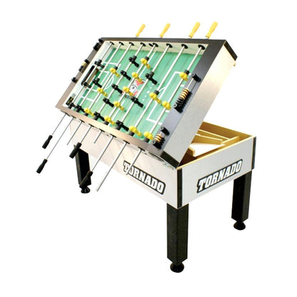 Tornado Tournament 3000 Foosball Table - Made in the USA - Commercial Quality for the Home - Incredible Table Soccer Game (1 Man Goalie, Silver)