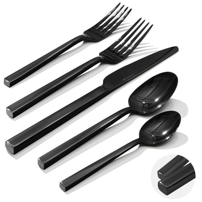 KINGSTONE Silverware Set, 60-Piece Flatware Cutlery Set Premium Stainless Steel, Service for 12, for Kitchen, Home, Wedding, Party, Mirror Polished and Dishwasher Safe