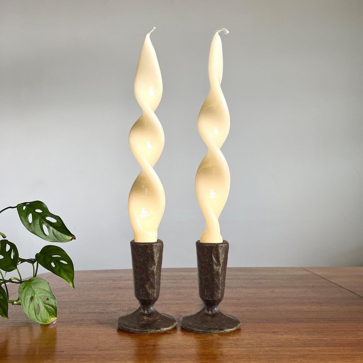 Handcrafted Antique Black & Gold Iron Taper Candle Holders - Set of 2 Elegant Candlesticks for Weddings, Dining, and Parties, Timeless Décor Accent