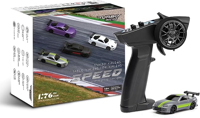 1:76 Turbo Racing Scale RC Sport Car Table Racing Remote Control Mini Model Car Full Proportional RTR Kit Toys (C73grey)
