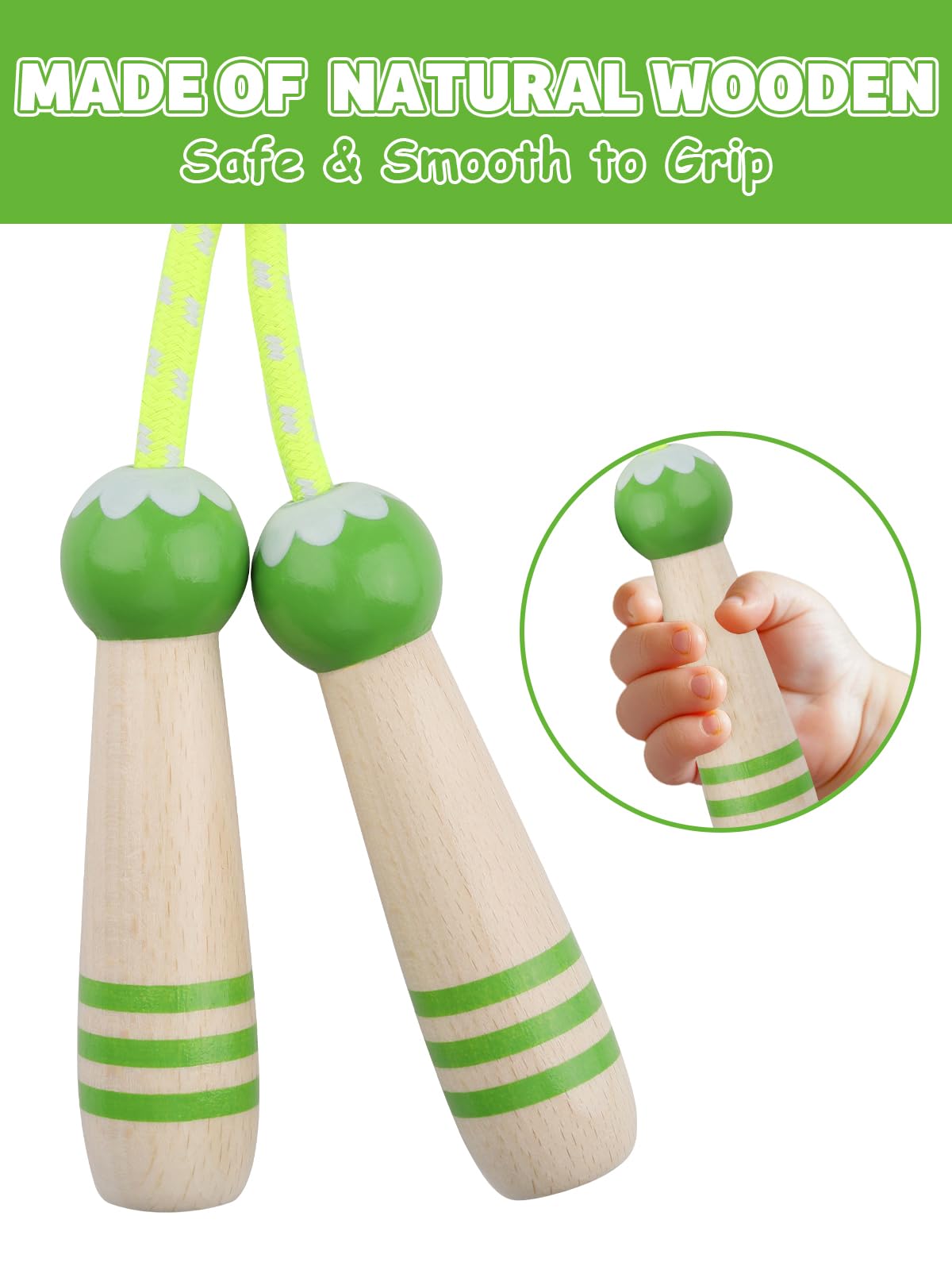 Jump Rope for Kids, Lorvain Adjustable Skipping Rope, Kids Jump Ropes with Wooden Handle for Girls Boys, Weighted Jumping Ropes for Fitness Workout Exercise Outdoor Fun Activity