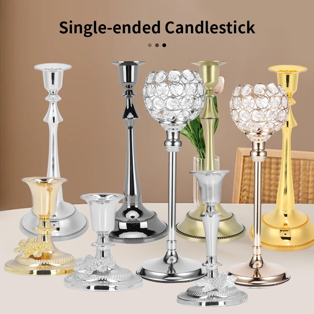 MOUMOUTEN Candelabra,2Pcs 1 Arm Gold Candlestick Holder Length 25cm Decorative Ambience Ornament for Home,Wedding, Restaurant and Other Occasions