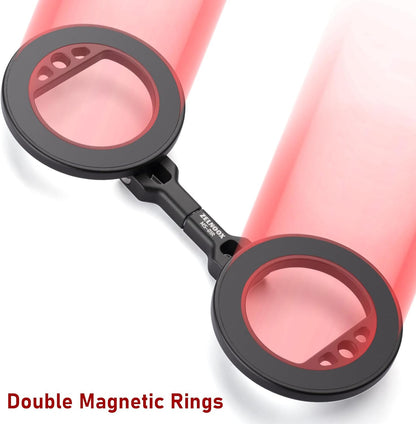 Double Magnetic Ring Phone Holder – Gym Phone Stand | 1/4" Screw Hole | Compatible with iPhone 16/15/14/13/12 Pro Max Series & MagSafe Cases (MS-01R)