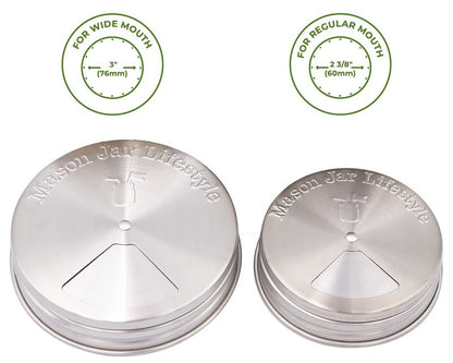 Mason Jar Lifestyle Adjustable Spice Shaker Lids for Regular Mouth Mason Jars – 4 Pack Stainless Steel Tops with Shaker and Pour Options – Seasoning Dispenser Lids