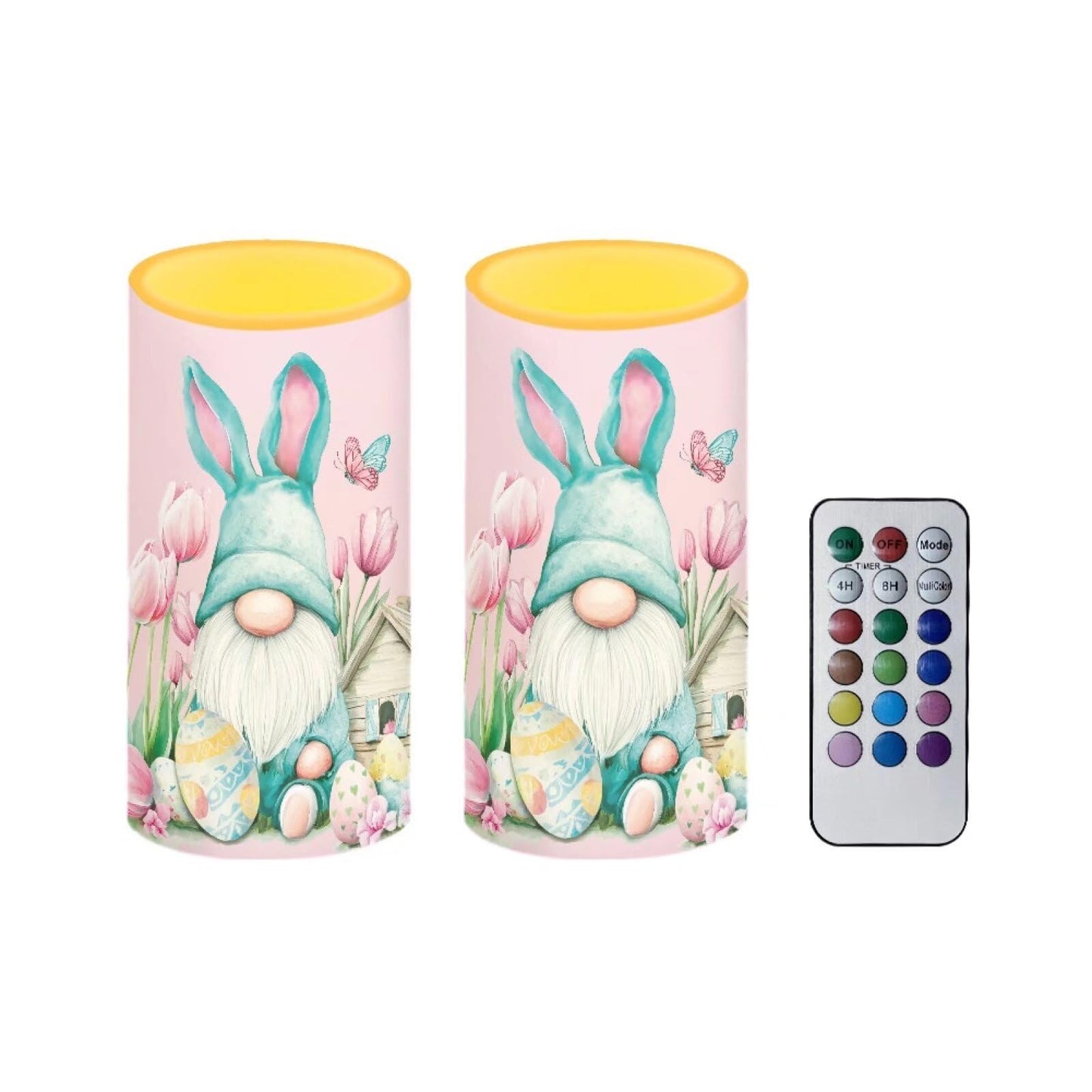 Luarisgur Easter Decor Flameless Candles with Remote Gomes Stars Battery Operated Candles with Timer Electric Fake Plastic Pillar Candles for Home Decorations 2 Pack