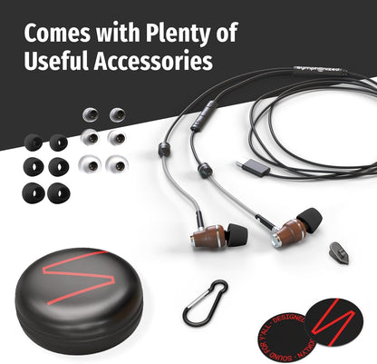 Symphonized Premium Airtube Headphones EMF Earbuds, 3D Sound, Microphone Volume Control, 8mm Bass Drivers Granting High Audio Quality for USB C iPhone 15, 16, 17 and Android Devices