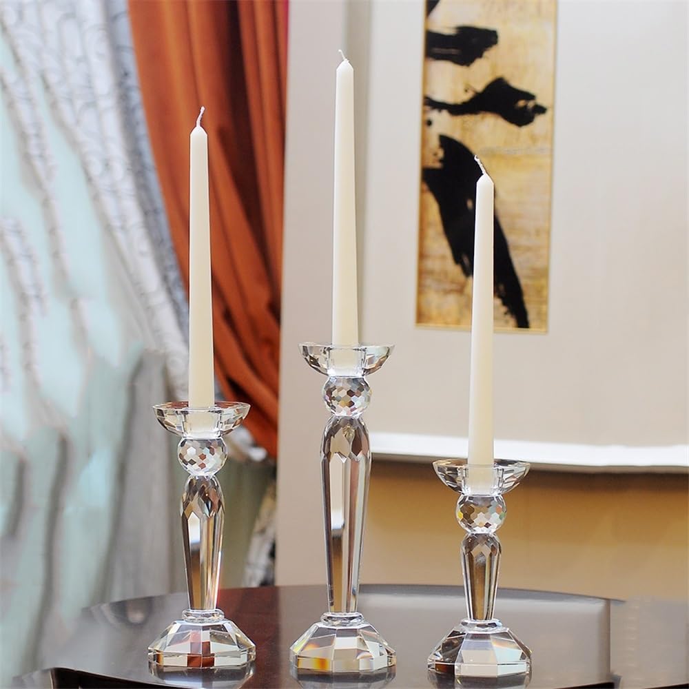 Candlestick Holders Creative Crystal Candlestick Elegant Candle Holder Centerpiece for Wedding, Church, Halloween, Dining, Home Decor Candle Holders(Medium)