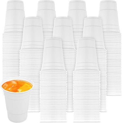 Bokon 200-Pack White Plastic Cups - 16 oz Disposable Drinking Cups for Parties & Events
