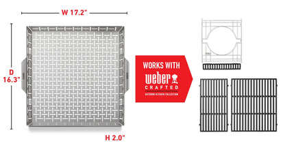 Weber Crafted Roasting Basket – Stainless‑Steel Grill Basket for Even Roasting of Small & Delicate Foods, Designed for Weber Crafted Outdoor Kitchen System