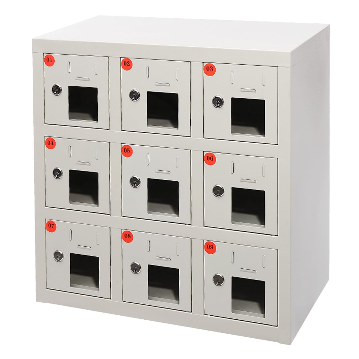QUEWATSA 9 Slots Cell Mobile Phone Steel Locker with Lock, Cell Phone Locker with Charging Station, Cellphone Locker for Schools, Conference Rooms, and Offices