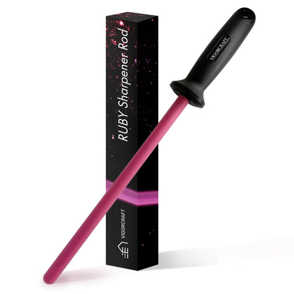 VIGORCRAFT Ruby Sharpener Rod: Durable Knife Sharpener, Harder Than Steel Honing Rod, Japan Product