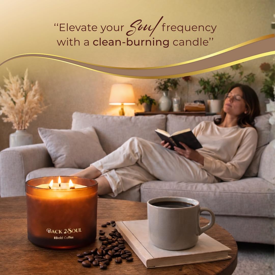 Scented Soy Candles 13.4 oz, Non Toxic Candle, Clean Burning Aromatherapy Candle for Relaxation, 50 Hours Burn Time, Mothers Day Gift for Mom, Bold Coffee