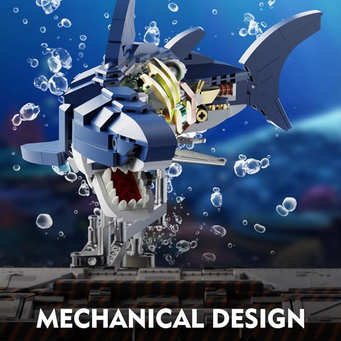 RiceBlock Holiday Toy Shark Animal Building Block Set for Boys 8-14 Sea Creatures Marine Animal Building Blocks Toys Crossing Ocean Lovers 687 Pieces Home Decor Gift for Adults Teens