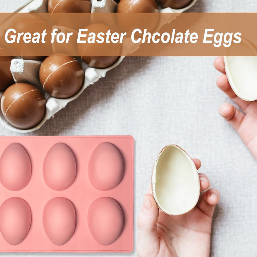 3 Pack 3D Easter Egg Silicone Molds, 8 Cavity Egg Shape Non-stick Baking Molds Tray DIY Baking Tool for Easter Chocolate Cake Dessert Muffin Mousse Pastry Handmade Soap Crayons
