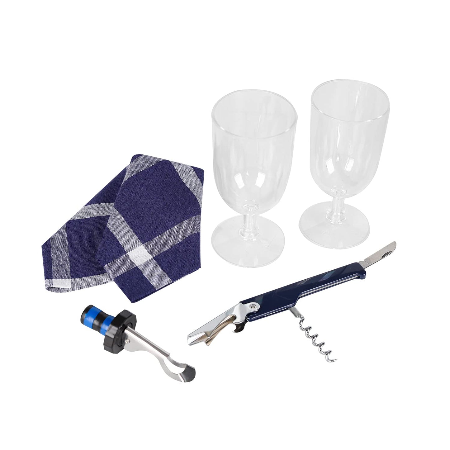 ALLCAMP Wine Bag - Insulated Cooler Bag with Wine Glasses, Bottle Opener & Wine Accessories for Wine Lovers - Portable Wine Gift Bag for Travel, Picnics, and Gift Ideas(Blue)