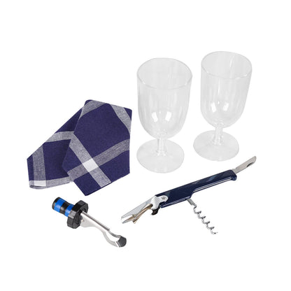 ALLCAMP Wine Bag - Insulated Cooler Bag with Wine Glasses, Bottle Opener & Wine Accessories for Wine Lovers - Portable Wine Gift Bag for Travel, Picnics, and Gift Ideas(Blue)