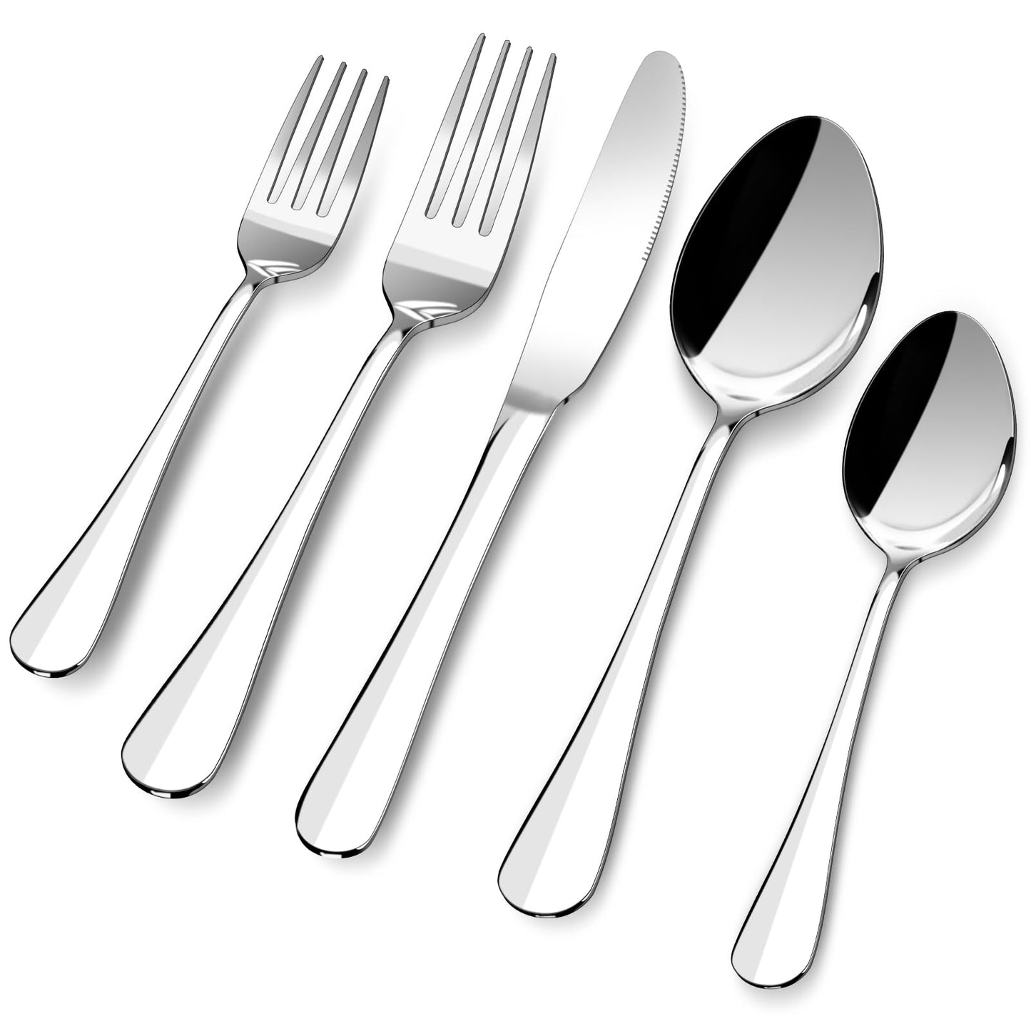 20 Piece Silverware Set,Stainless Steel Flatware Set for 4,Mirror Polished Modern Cutlery include Fork Knife Spoon Set,Dishwasher Safe for Home, Restaurant, Wedding, Party Cutlery