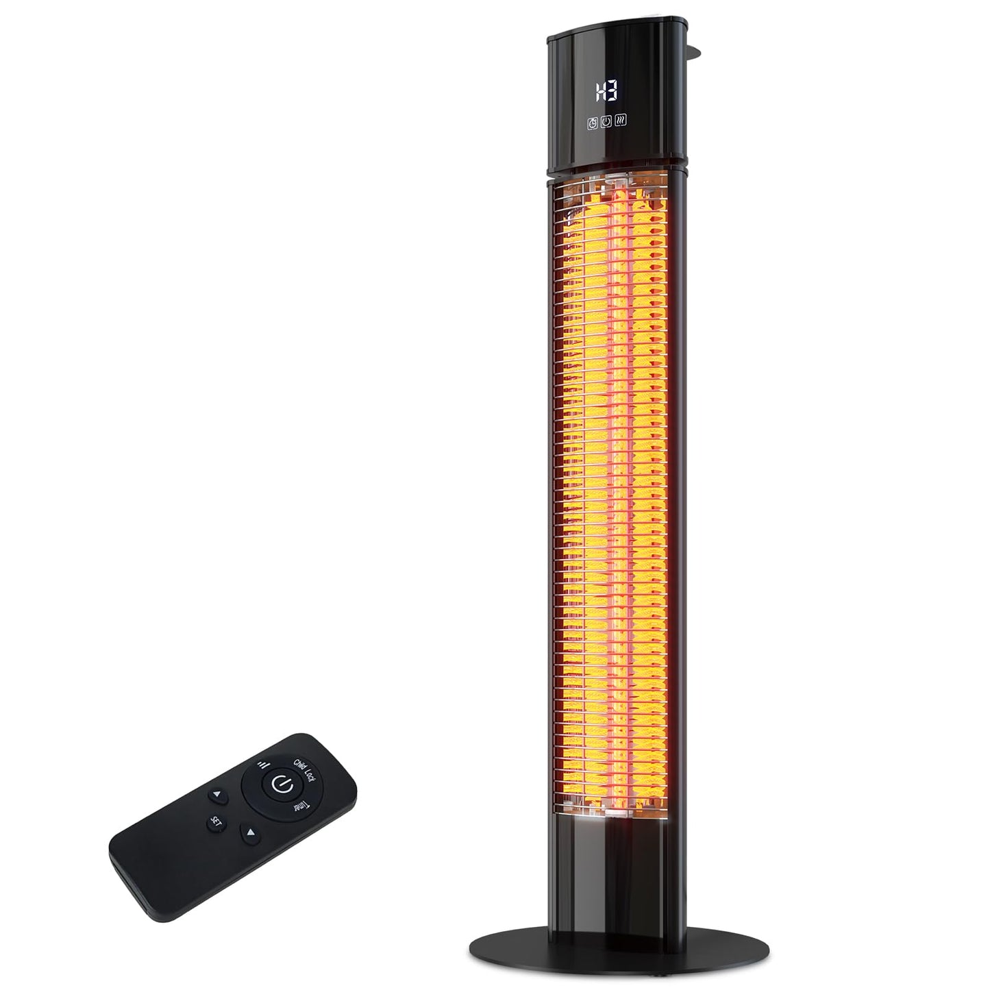 Portable Outdoot Electric Heater, Infrared Patio Heater for Outdoor/Indoor Use, garage heater electric, 1500W, BLACK