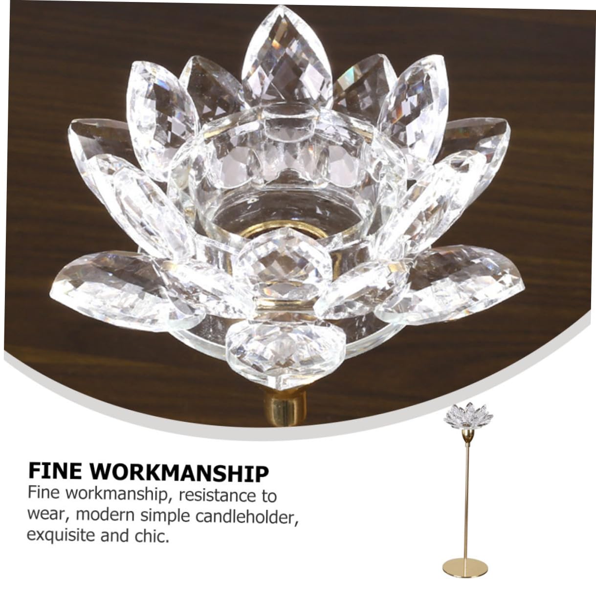 minkissy Metal Candlestick Holder Crystal Lotus Candlelight Dinner Decoration Small Gold Minimalist Dining Room Candle Stick Ornament