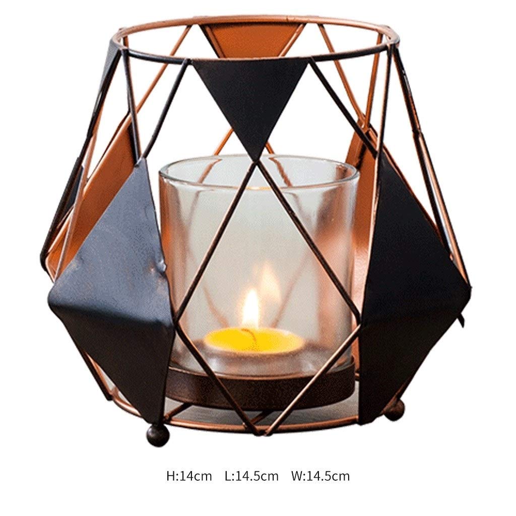 XILIN-1987 Candle Holderss Wrought Iron Glass Candlestick Creative Romantic Home Decoration Candle Holder Decorative Candlestick (Size : B01)