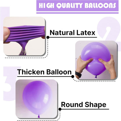 PartyWoo Purple Balloons - 100-Piece Arch Kit with Various Sizes for Birthday & Wedding Decor