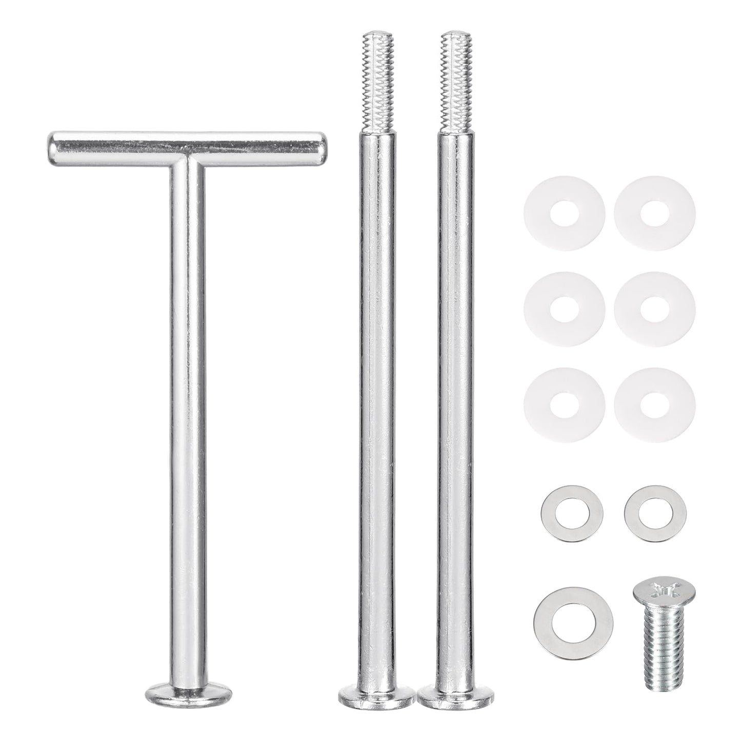 uxcell 2 Sets Cake Tray Stand Handle Cupcake Dessert Plate Hardware Fitting Holder Rod Stand Handle for Cake Stand Wedding Party, 3-Tiers T-shape Silver