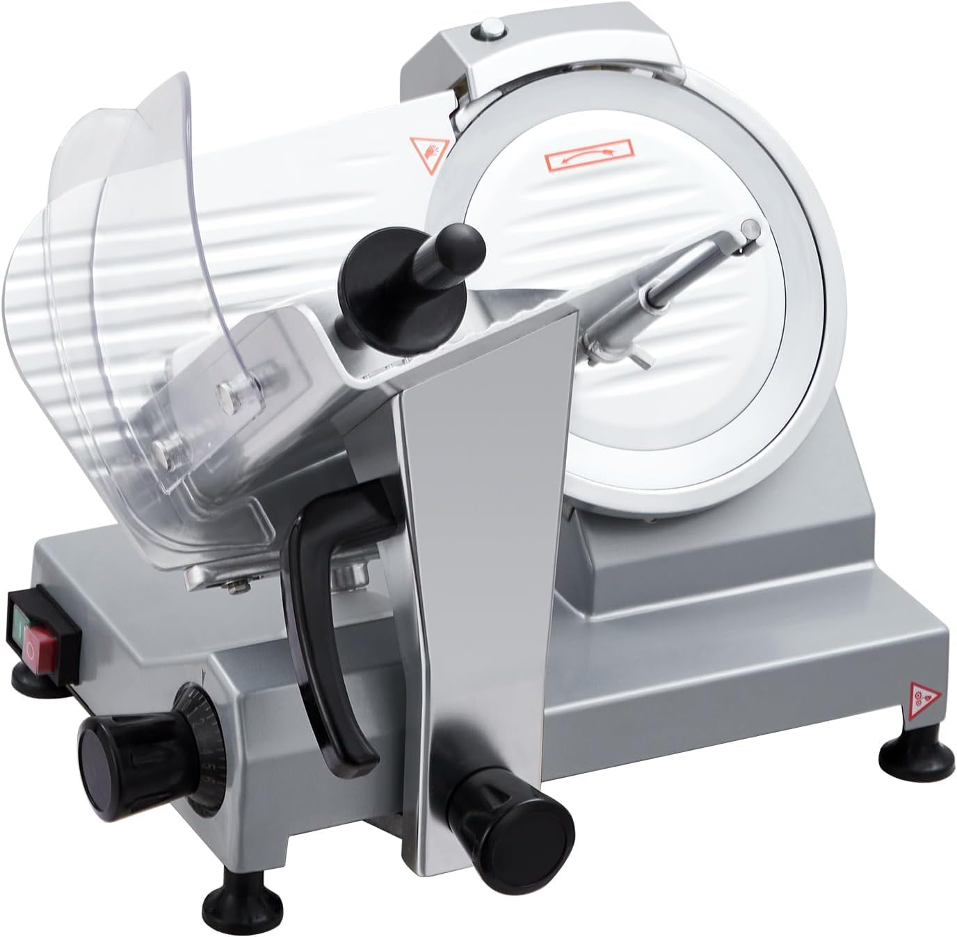 GarveeLife 240W Commercial Electric Meat Slicer, 10-inch Stainless Steel Semi-Auto Food Cutter, 0-12 mm Adjustable Thickness with Precision Control, Safe & Efficient for Deli, Restaurant & Kitchen Use