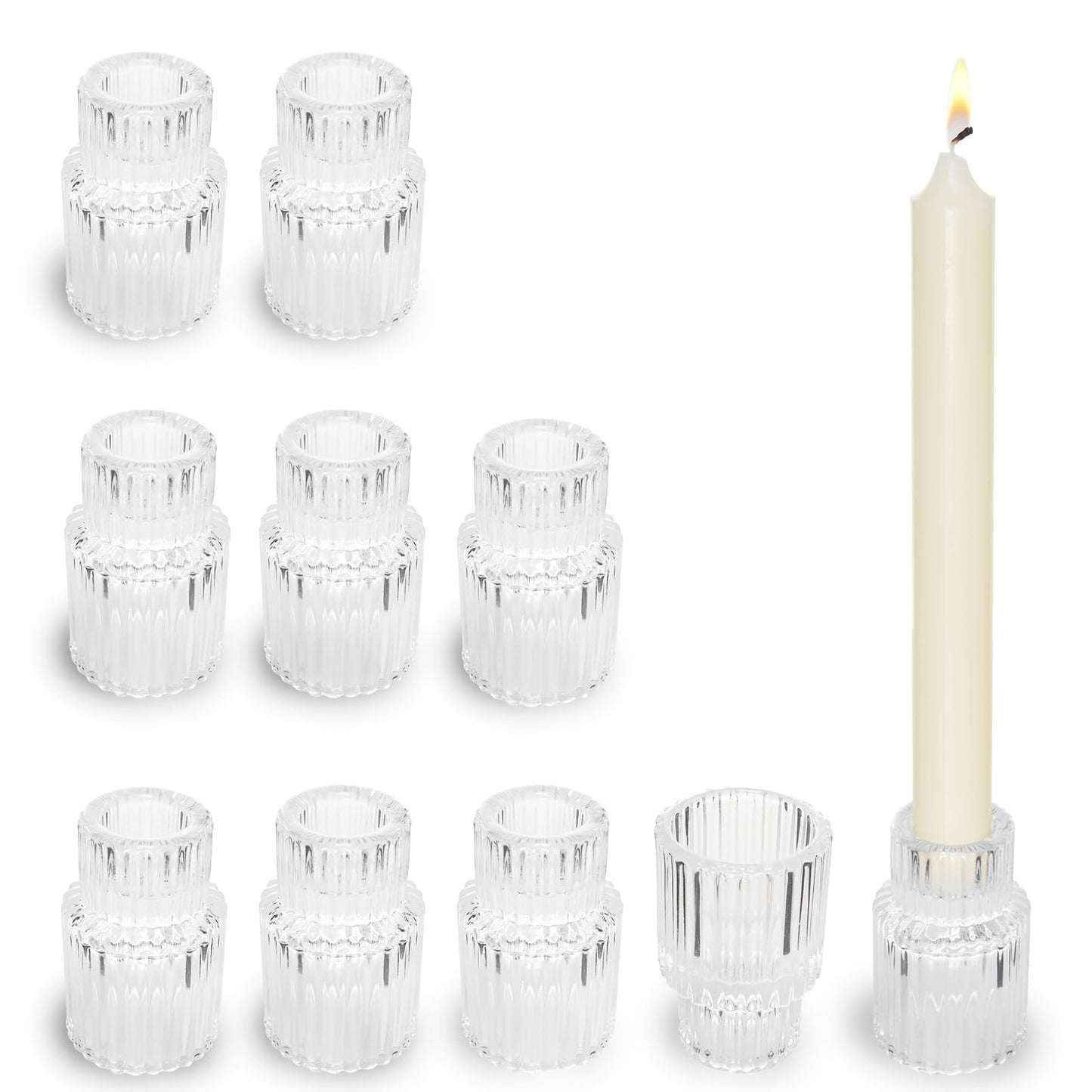 10-Pack Glass Candle Holders – Heat-Resistant Borosilicate Tealight & Votive Candle Holders for Wedding, Party, Home Decor – Clear Candle Jars with Smooth Rim (Set of 10, 2.75" Tall)