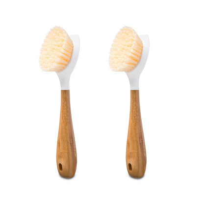 Full Circle Be Good - Bamboo Handle Dish Brush – Sustainable Kitchen Cleaning with Tough Bristles - Natural Dish Scrubber, Nonstick & Cast Iron Cleaner - Long Handle Brush for Dishes, Pots, and Pans