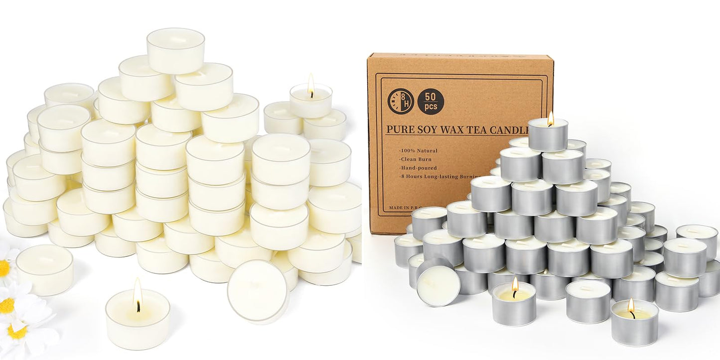 Soy Tealight Candles 170 Pack,6 hours/8hours Long Burning