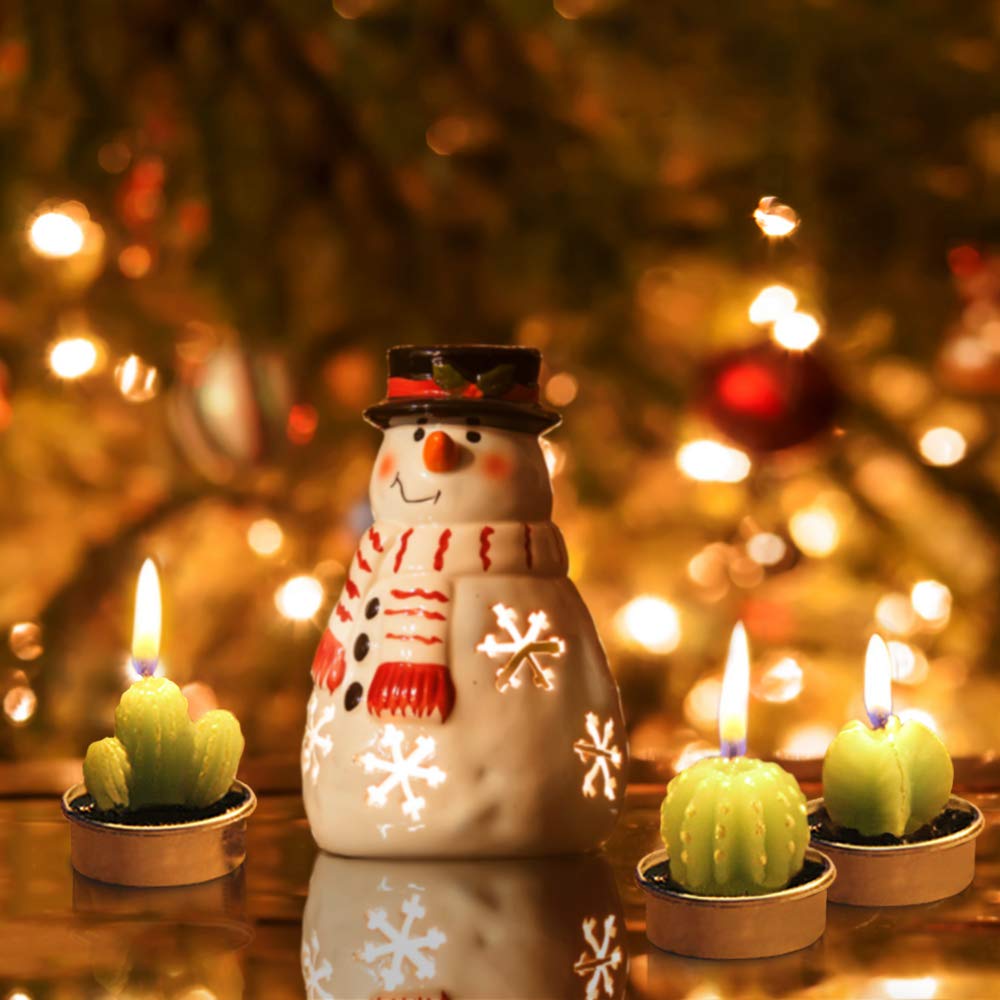 Ornerx 1.5" Cute Cactus TeaLights 6 PCS Succulent Decorative Candles
