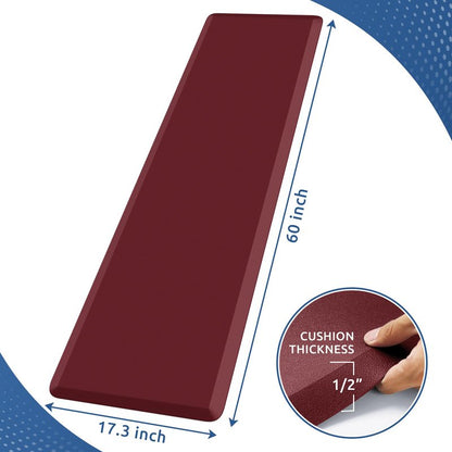KitchenClouds Kitchen Mat Cushioned Anti Fatigue Kitchen Rug 17.3"x60" Water Resistant Non Slip Kitchen Rugs and Mats Standing Desk Mat Comfort Floor Mats for Kitchen House Sink Office (Red)