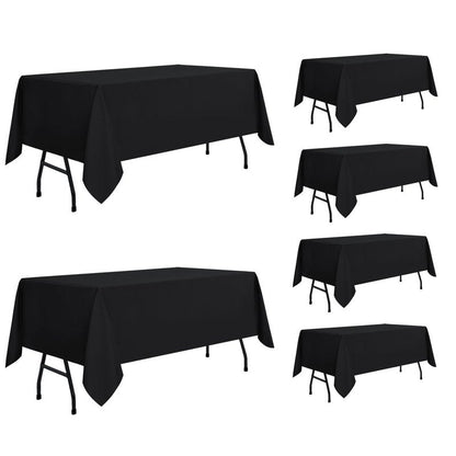 sancua 6 Pack Black Tablecloth 60 x 84 Inch, Rectangle Table Cloth for 4ft Tables - Stain and Wrinkle Resistant Washable Polyester Table Cover for Dining Wedding Banquet Party Buffet Restaurant