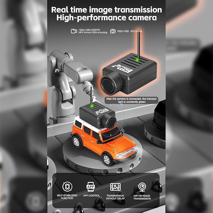 WL 1/64 Mini RC Car Full Proportional FPV RC Car with APP Auto-Pairing WiFi Module Control Camera Mini Racing Toys for Adults(RTR Version)
