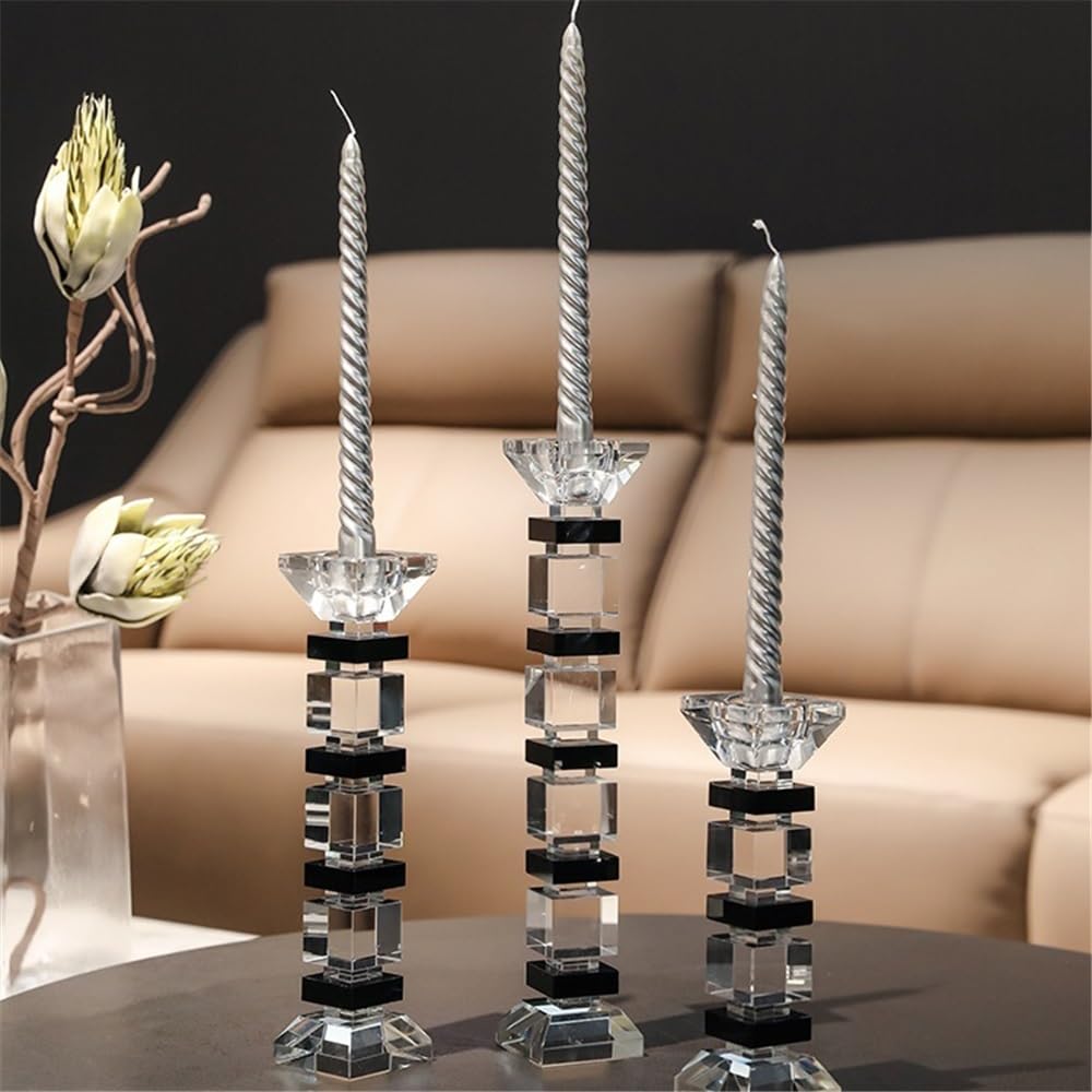 Candlestick Holders Light Crystal Glass Candle Holder Home Decoration for Wedding, Festival, Party Windowsill Decor Candle Holders(Small)