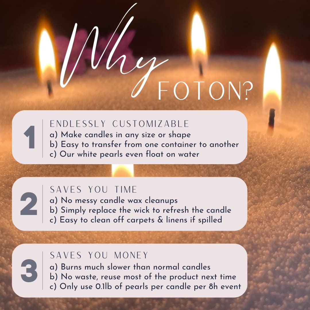 Foton Pearled Candle 9lb - Bulk Misty Monte Sandalwood Jasmine Scented Non Toxic Luxury Long Lasting Powder Candles - Refillable Candle Sand with 100 Wicks for Candle Making