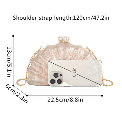 Women Seashell Evening Bag Purse Mermaid Chain Strap Clutch Handbag Shoulder Bag