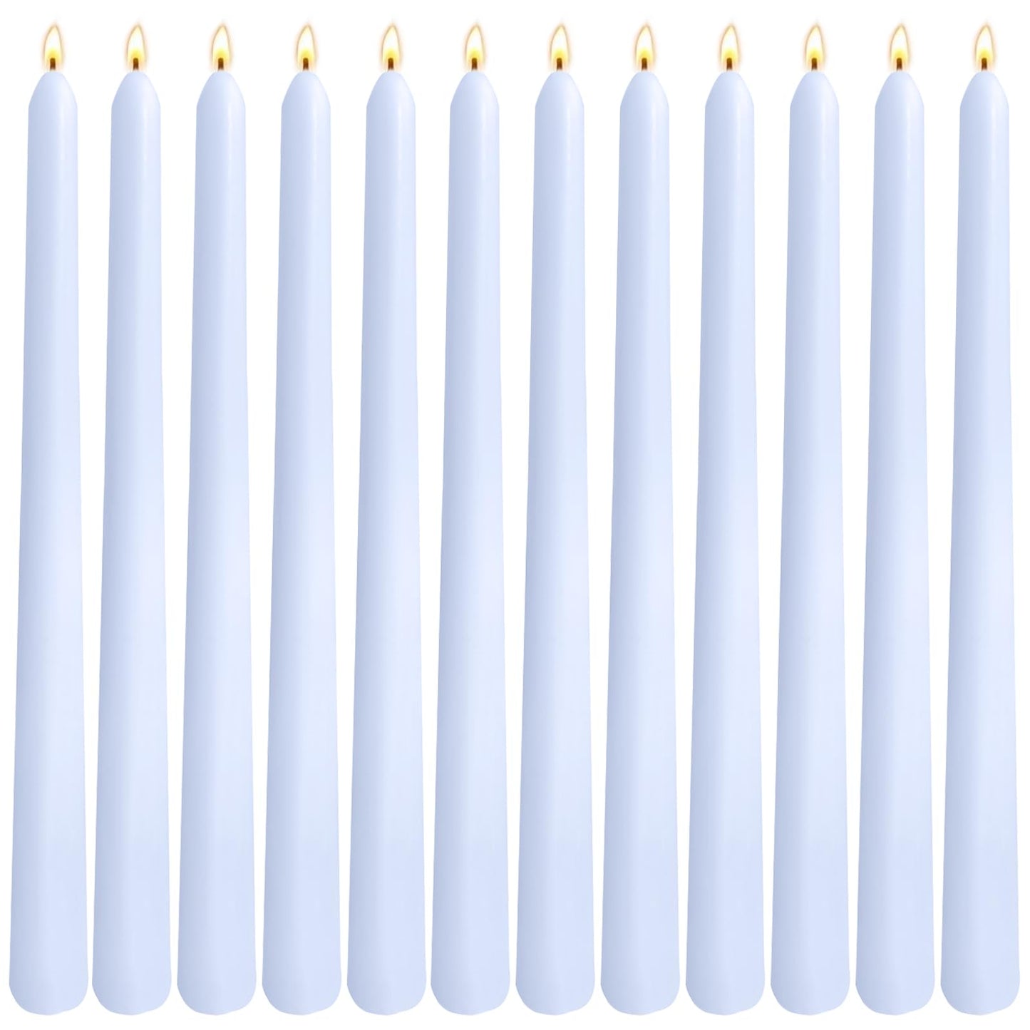 12-Pack Pale Blue Taper Candles, 10 Inch Unscented Dripless Candlesticks, Long-Lasting Burn Time of 6-7 Hours, Perfect for Home Décor Weddings Babyshower and Events