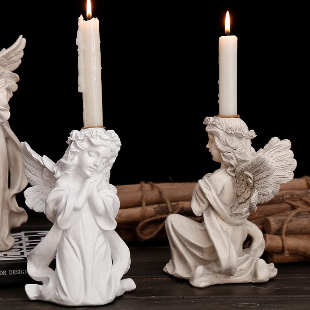 Candlestick Holders Retro Angel Candle Holder Romantic Candlelight Dinner Candle Holder Ornament Wedding Scene Arrangement Props Gift Decorations Candle Holders (Size : B)