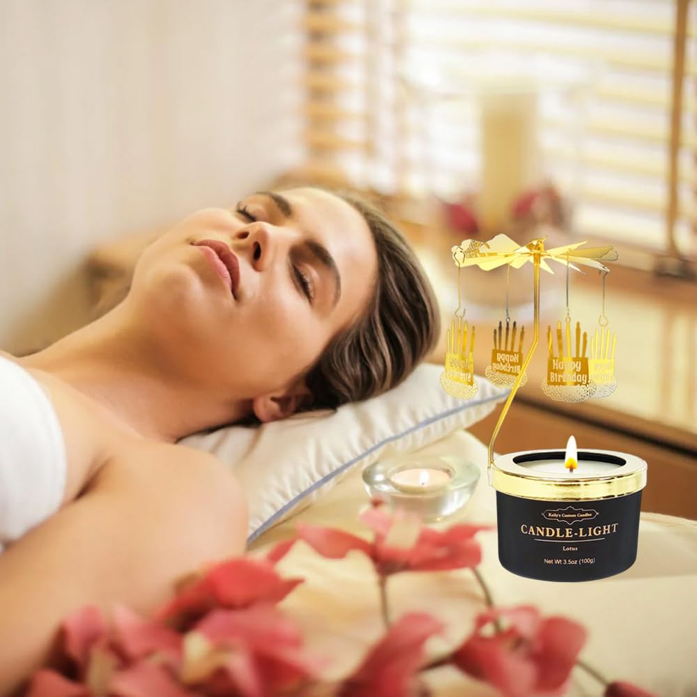 Kelly's Custom Candles Gifts for Women,Funny Gift for Her,Birthday Gifts for Women,Unique Candle Gift for Mom and Wife,Rotating Scented Candles(Birthday Cake).
