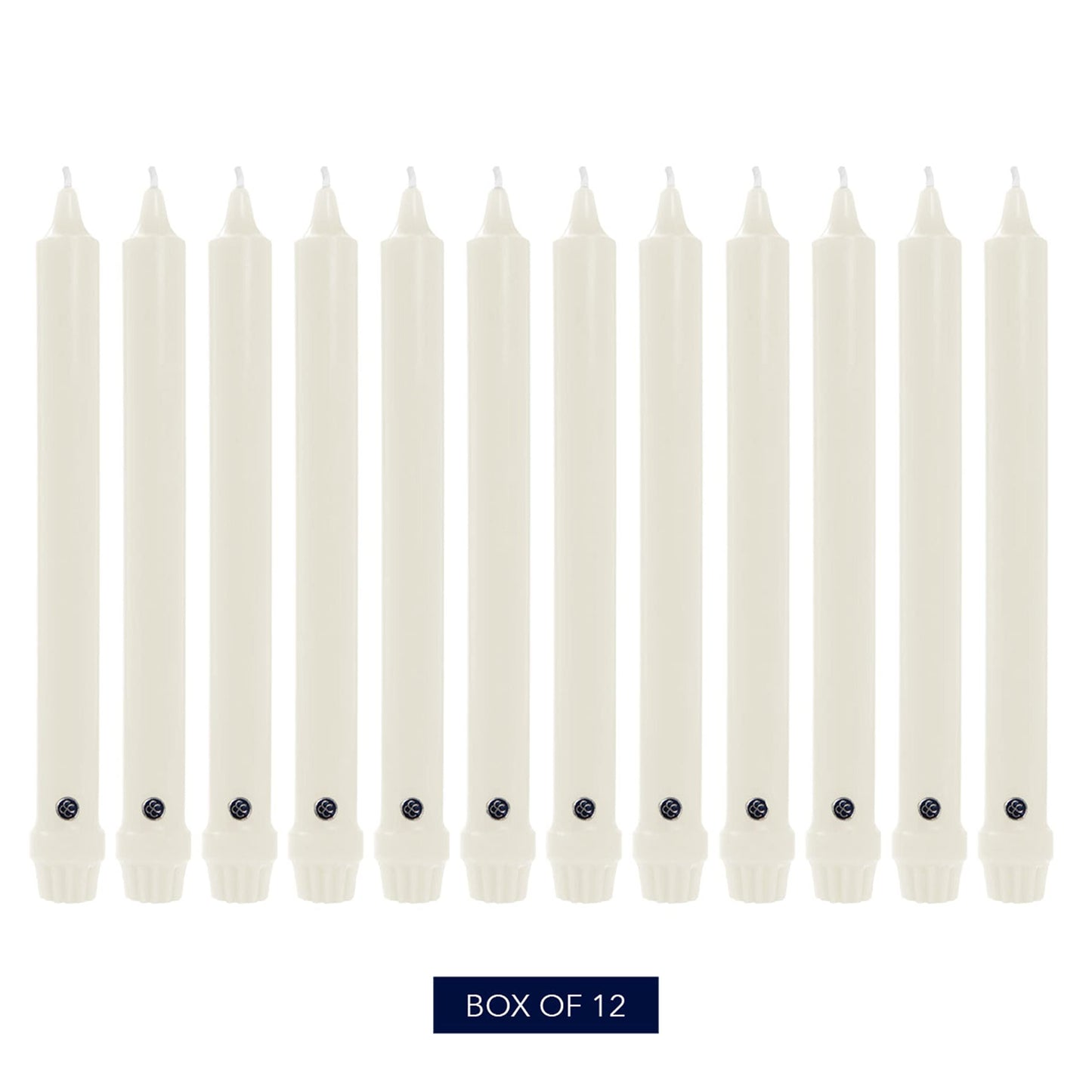 Colonial Candle Unscented Taper Candle, Classic Collection, White, 8 In, Pack of 12 - Up to 6 Hours Burn