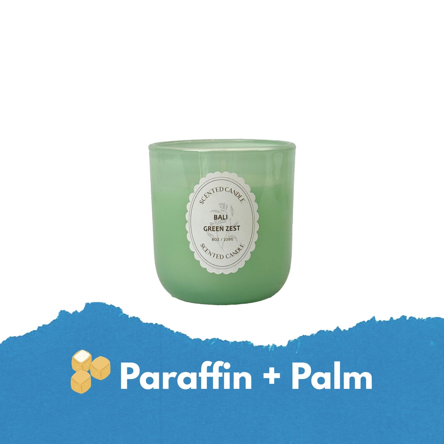 Bali Green Zest Scented Candle 8oz – CW Studio Color-Sprayed Glass Jar, Fresh Citrus Lemongrass & Herbal Aroma – Tropical Spa Gift Candle, Mother's Day & Birthday – 40-45 Hour Burn