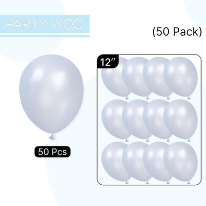 PartyWoo Pearl Light Blue Balloons 50 pcs 12 Inch Baby Pastel Blue Balloons for Graduation Baby Shower Gender Reveal Weddings Anniversary Under The Sea Theme Birthday Party Decorations Blue-Z02